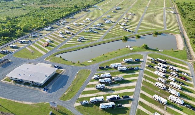 Aerial of RV sites at American Dream RV Park